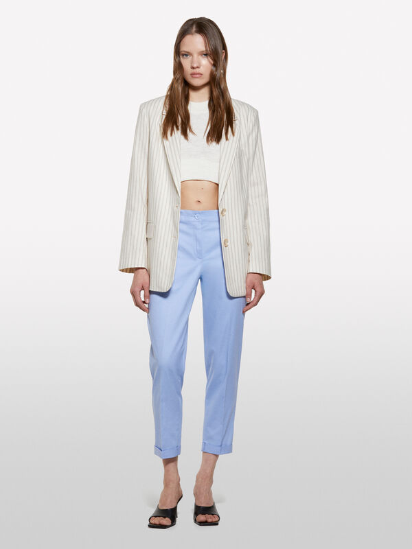 Pantalon cigarette bleu clair - pantalons skinny pour femme | Sisley
