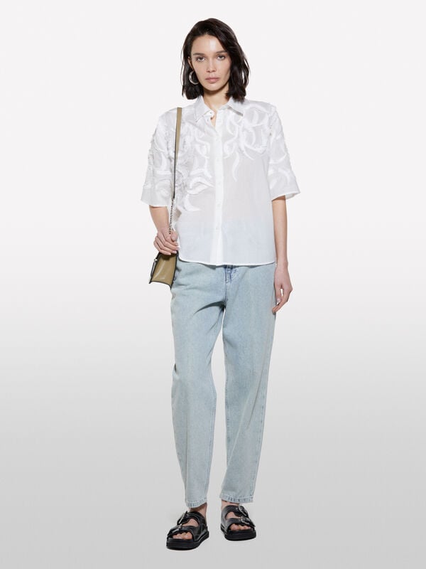 Chemise blanche avec broderie Chemise blanche avec broderie - chemises pour femme | Sisley