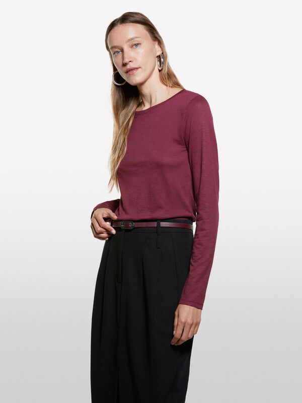 T-shirt bordeaux à manches longues - t-shirts à manches longues pour femme | Sisley