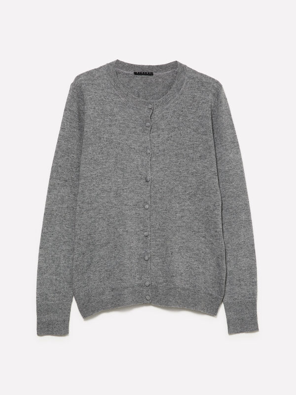 Cardigan coupe classique en gris chiné foncé - cardigans pour femme | Sisley