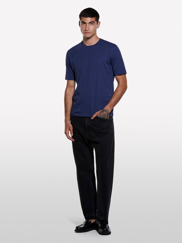 T-shirt bleu à manches courtes coupe régulière T-shirt bleu à manches courtes coupe régulière - t-shirts à manches courtes pour homme | Sisley