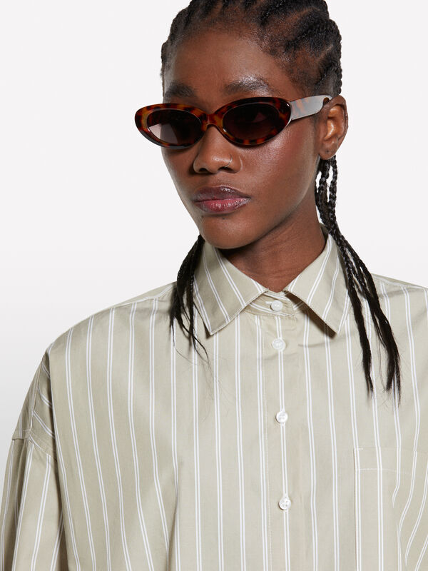 Green striped oversized shirt - chemises pour femme | Sisley
