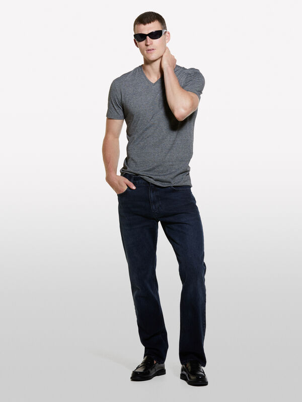 T-shirt tissé teint gris foncé - t-shirts à manches courtes pour homme | Sisley