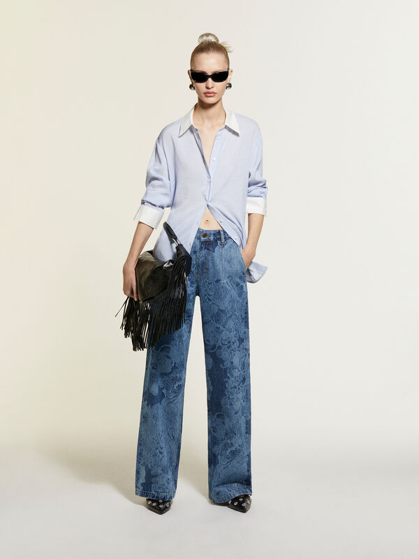 Chemise à rayures bleu clair coupe confortable - chemises pour femme | Sisley