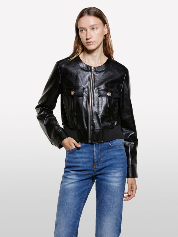 Veste courte noire vintage - vestes et blousons pour femme | Sisley