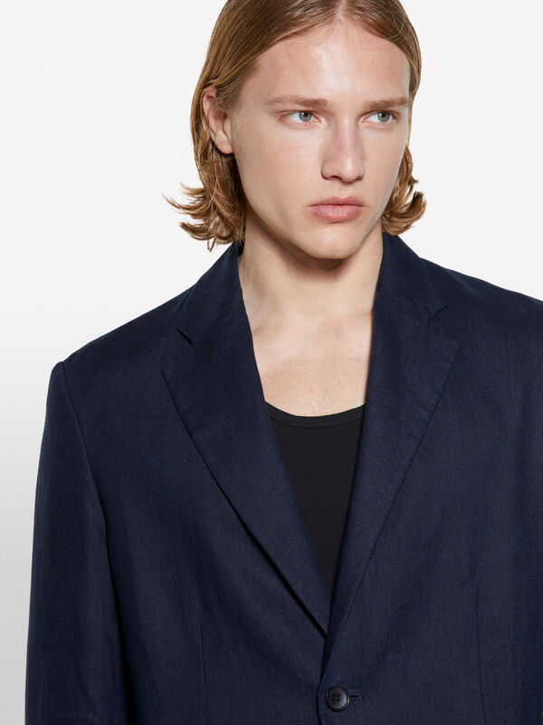Blazer bleu foncé 100 % lin - blazers pour homme | Sisley