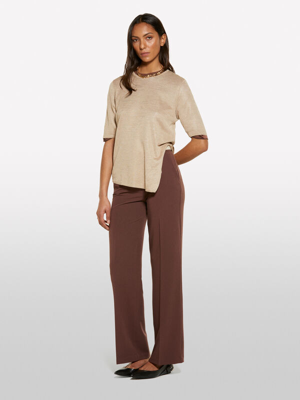 Pull doré à manches courtes Pull doré à manches courtes - pulls col rond pour femme | Sisley