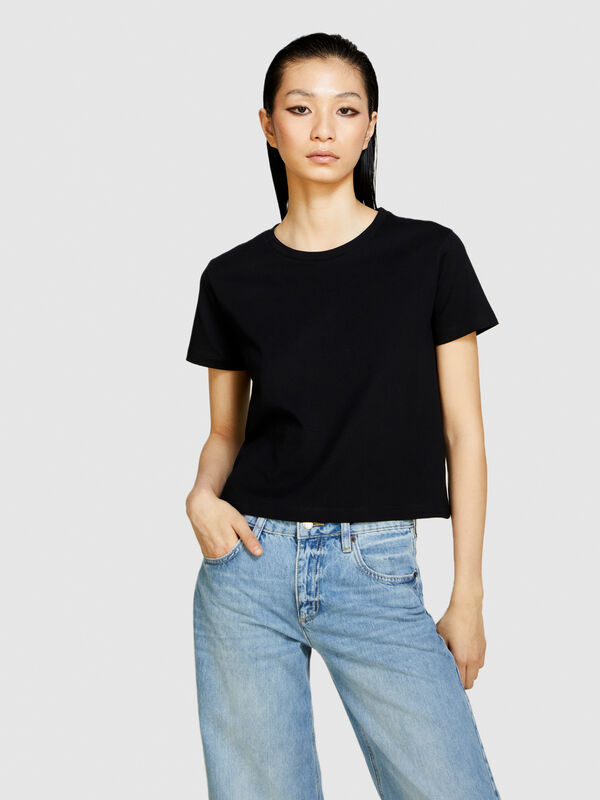 T-shirt boxy en coton bio - t-shirts à manches courtes pour femme | Sisley