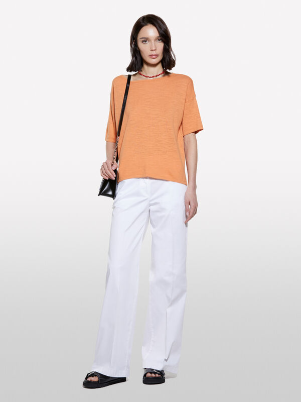 T-shirt oversize en maille orange - t-shirts à manches courtes pour femme | Sisley