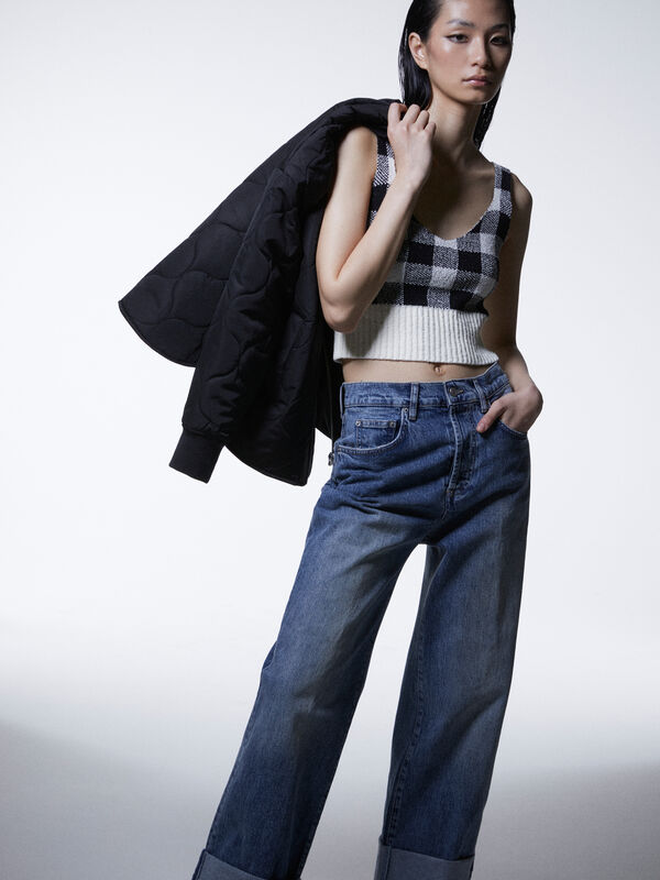 Jeans baggy à revers - jeans larges pour femme | Sisley