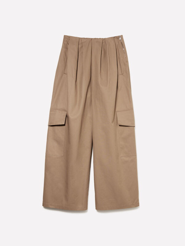 Pantalon cargo beige à plis Pantalon cargo beige à plis - pantalons de jogging pour femme | Sisley