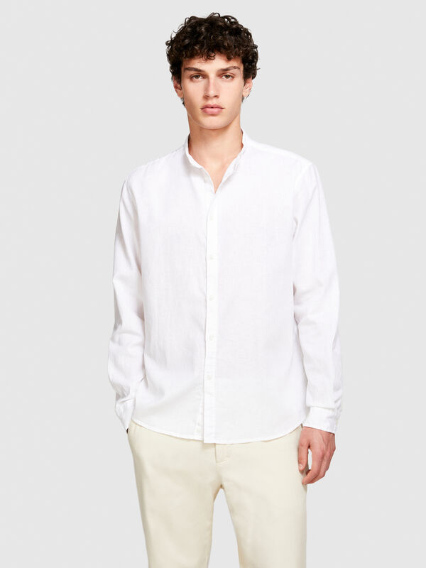 Chemise à col mao en lin mélangé - chemises regular pour homme | Sisley