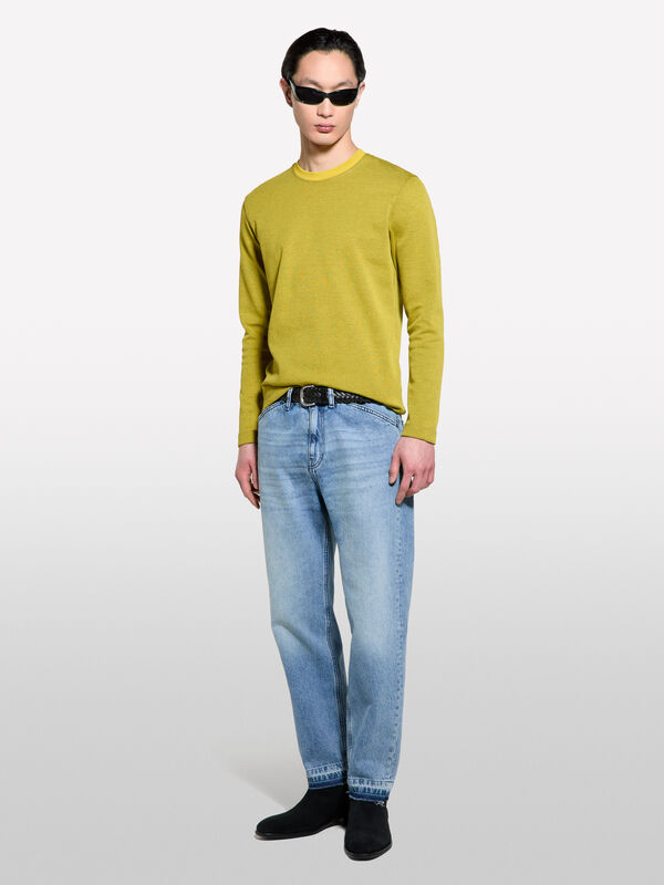 Jean regular bleu avec bas à franges - nouveautés homme | Sisley