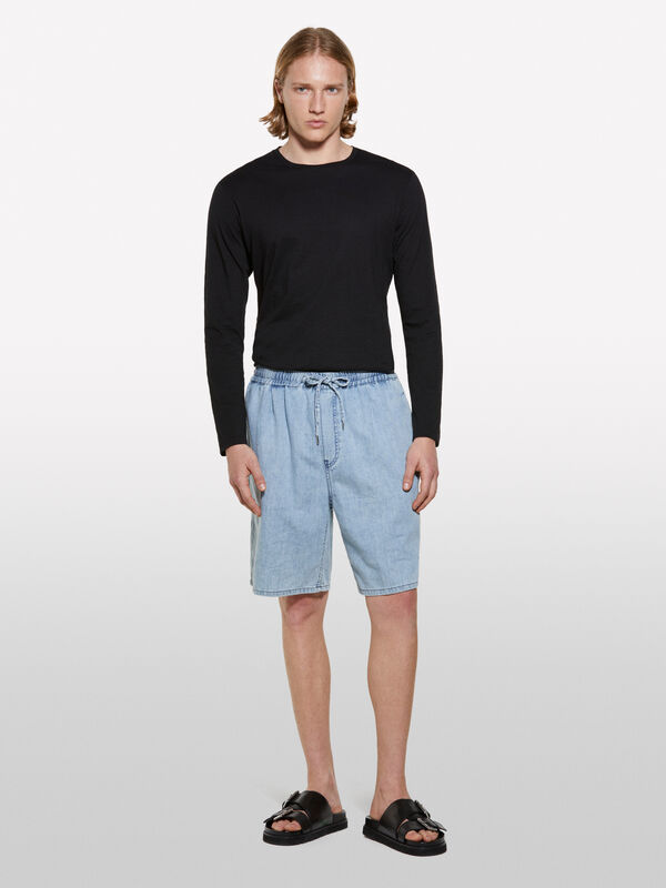 T-shirt ajusté noir à manches longues - t-shirts à manches longues pour homme | Sisley