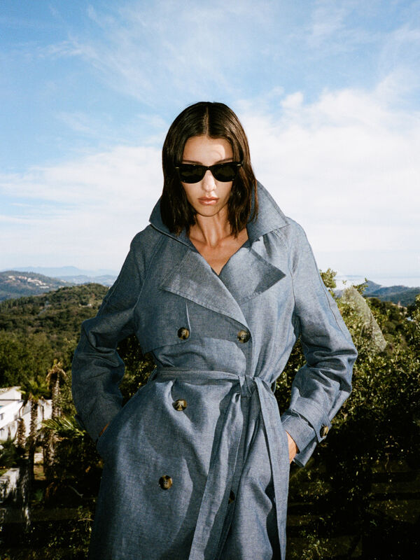 Trench croisé effet denim - trenchs et imperméables pour femme | Sisley