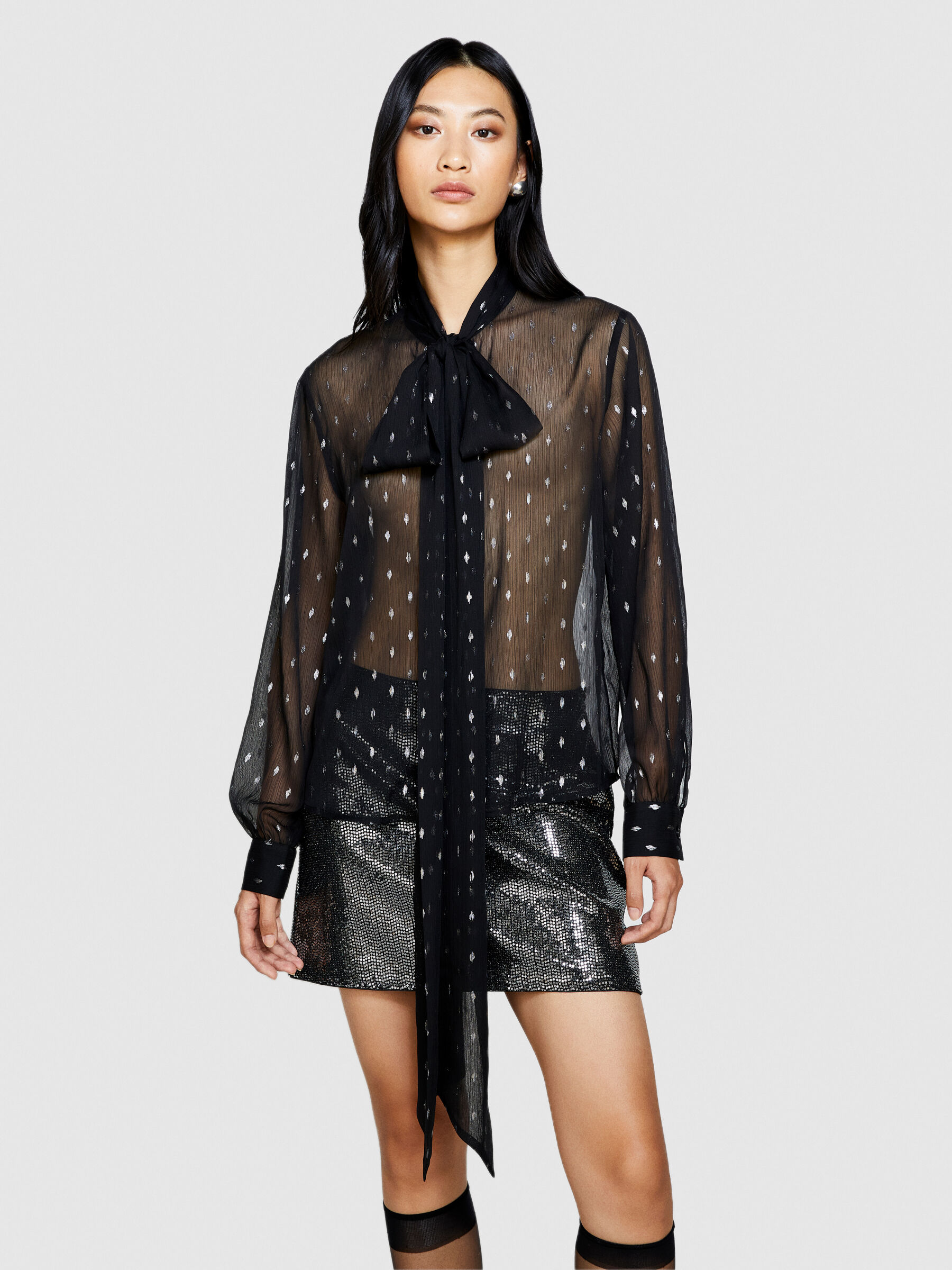 Chemise transparente n ud Noir Sisley