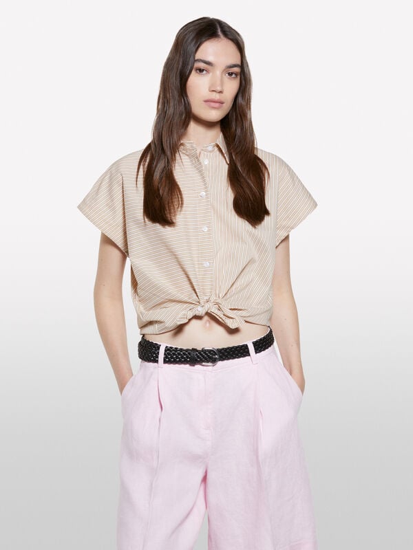 Chemise rayée beige oversize - chemises pour femme | Sisley