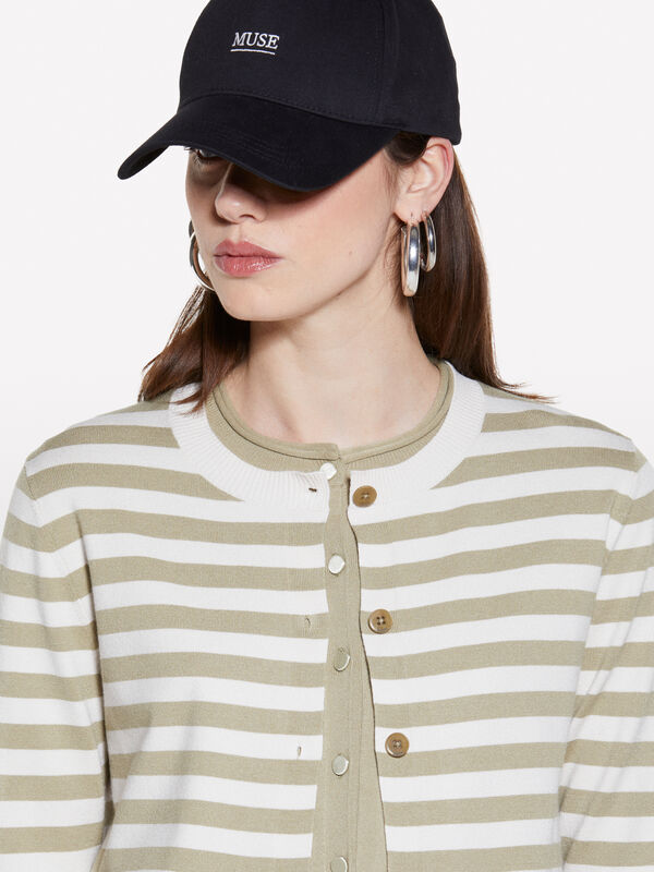 Gilet à rayures beiges et crème - cardigans pour femme | Sisley