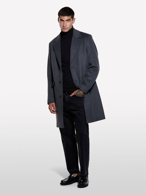 Pull noir à col montant - pulls col montant pour homme | Sisley