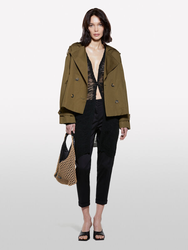Trench court vert militaire Trench court vert militaire - trenchs et imperméables pour femme | Sisley