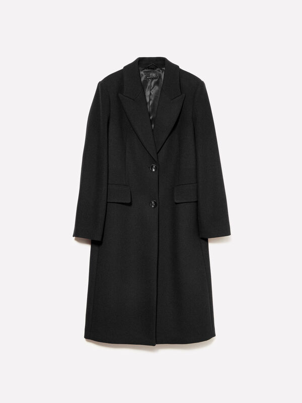 Manteau noir à simple boutonnage - manteaux pour femme | Sisley