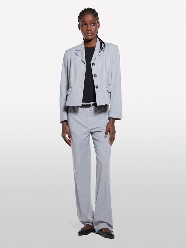 Pantalon tissé teint gris clair - pantalons regular pour femme | Sisley