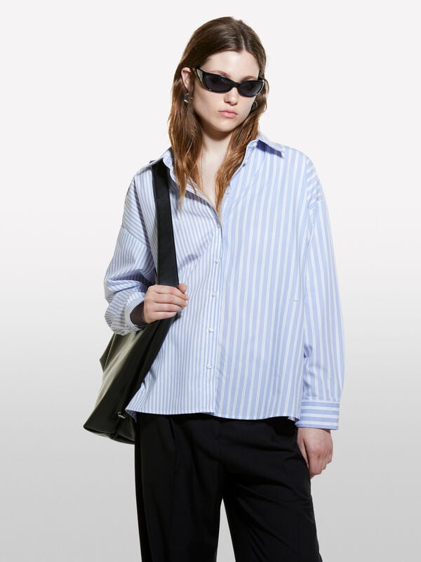 Chemise oversize à rayures bleu ciel et blanches - chemises pour femme | Sisley