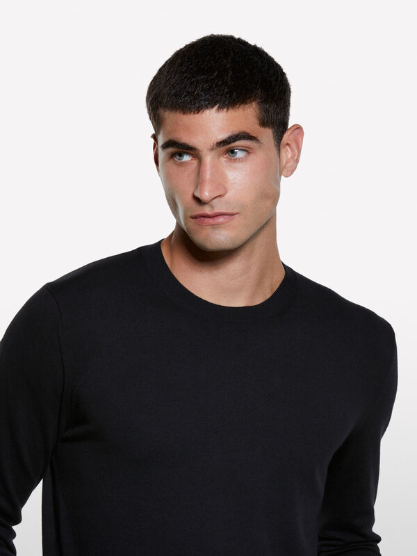Pull ras du cou noir - pulls col rond pour homme | Sisley