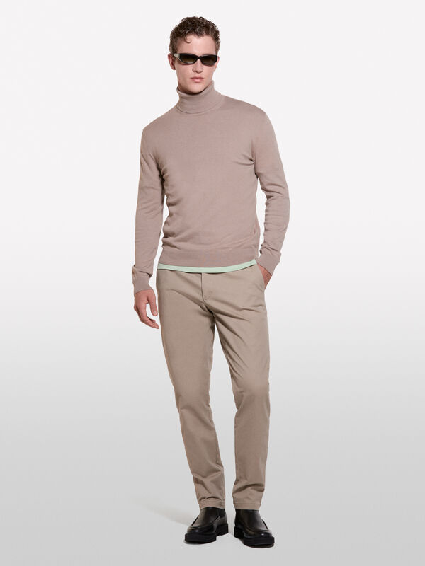 Chino slim gris tourterelle - pantalons slim pour homme | Sisley