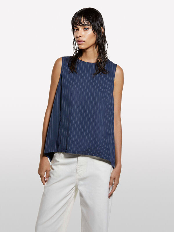 Haut à rayures fines avec dos ouvert - hauts pour femme | Sisley