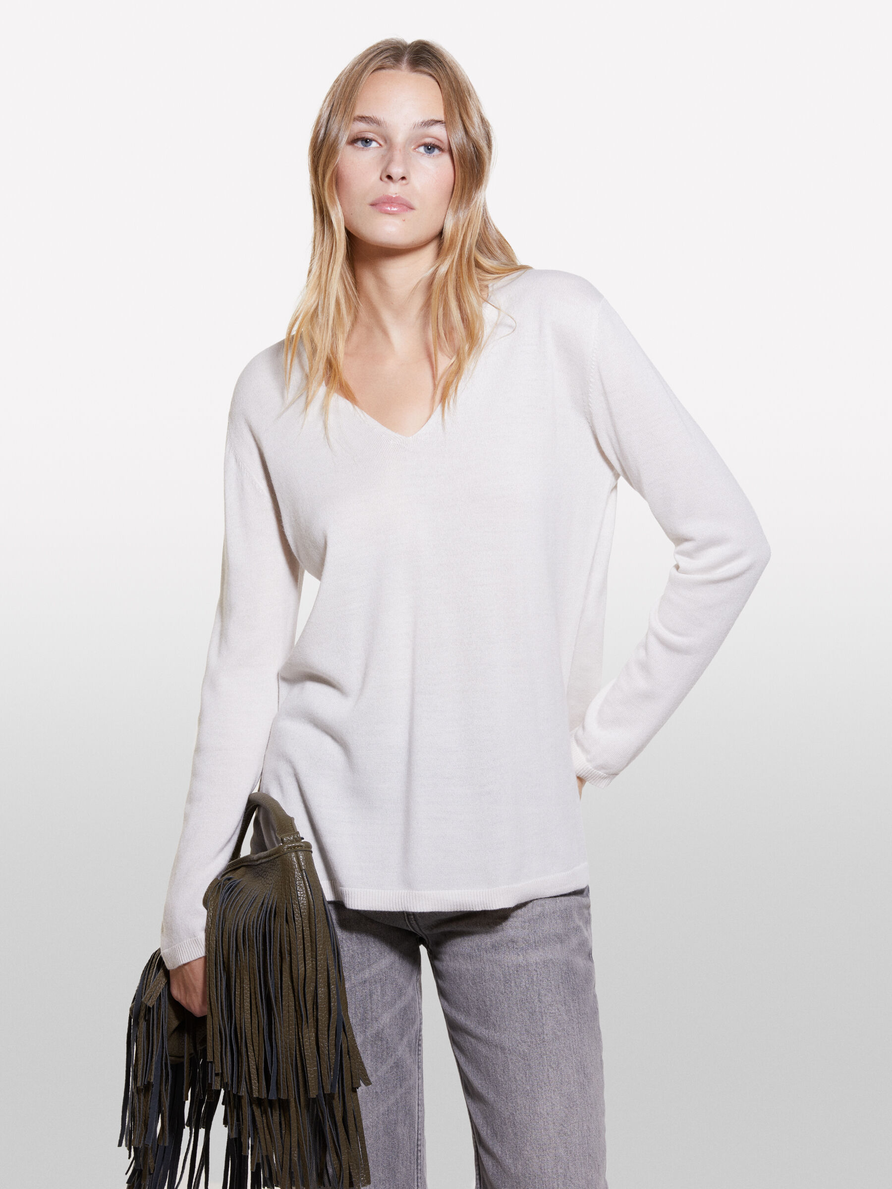 V NECK SWEATER L/S Femme image number null
