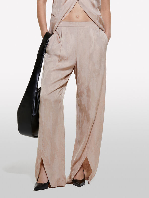 Pantalon fendu rose clair - pantalons palazzo pour femme | Sisley