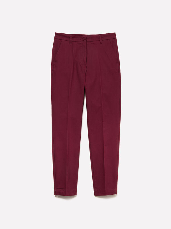 Pantalon chino slim bordeaux - pantalons coupe slim pour femme | Sisley