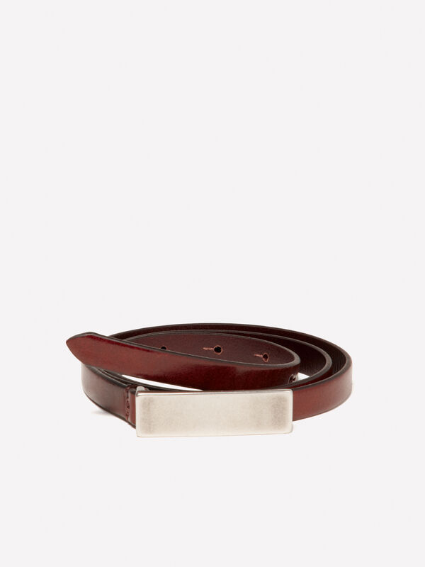 Brown thin leather belt - ceintures pour femme | Sisley