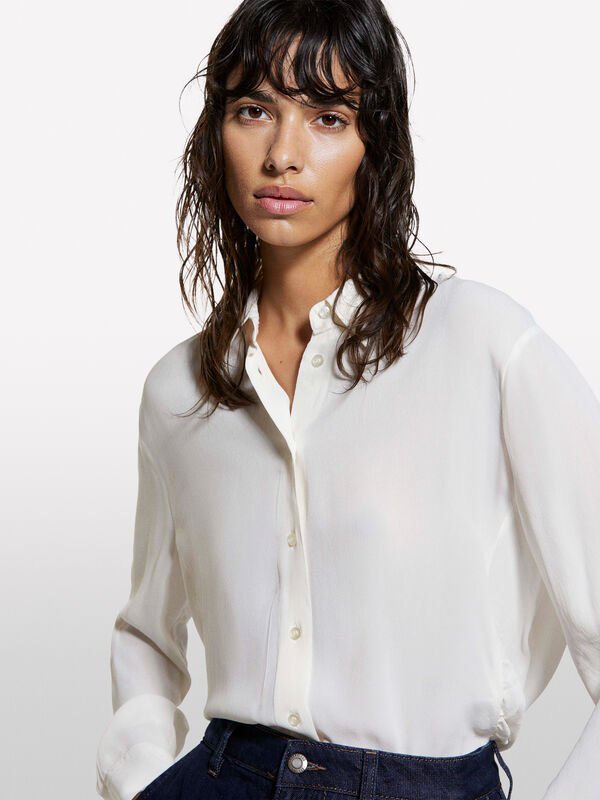 Chemise over-fit blanc crème - chemises pour femme | Sisley