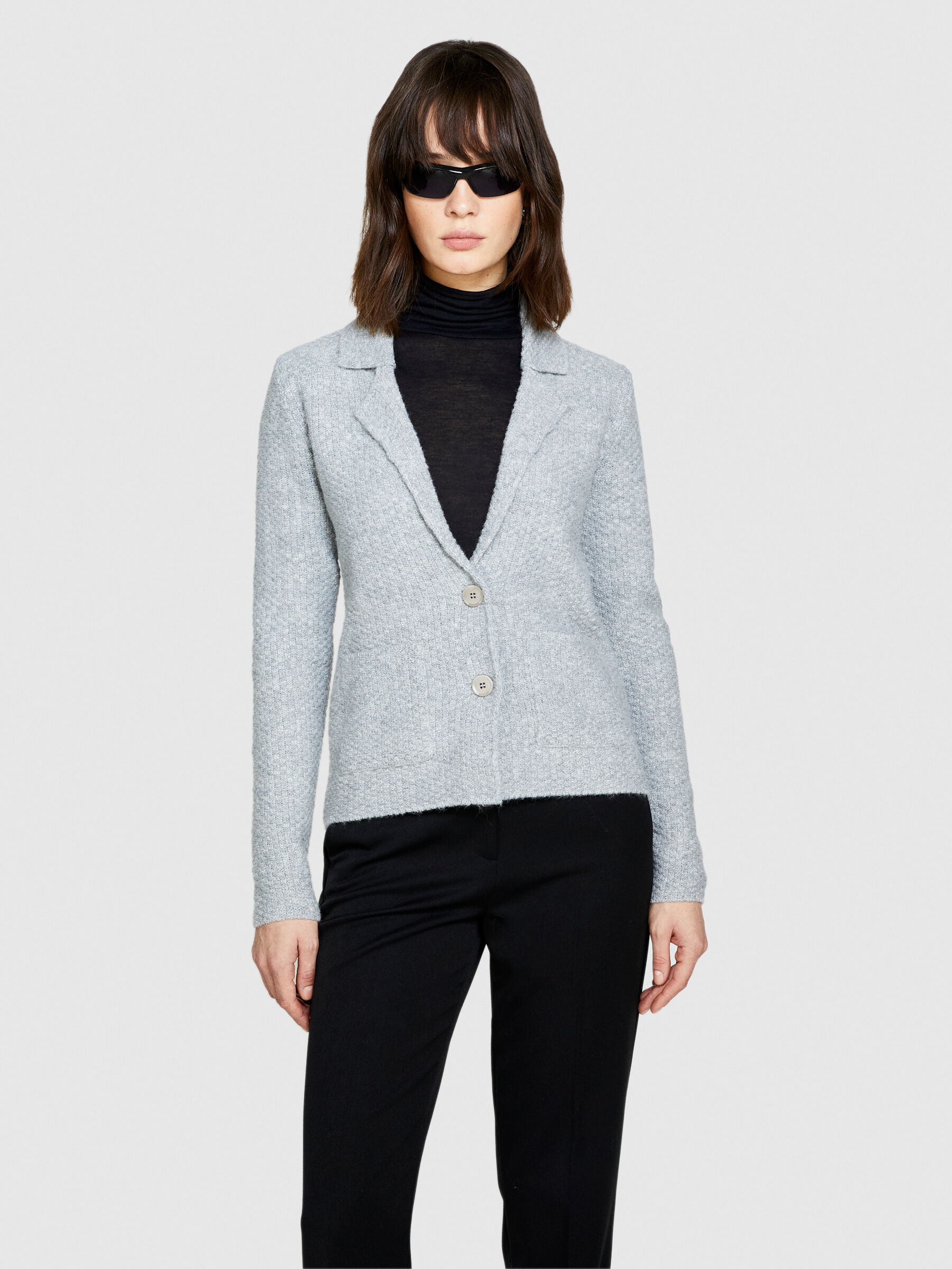 Blazer en maille Gris Clair Sisley