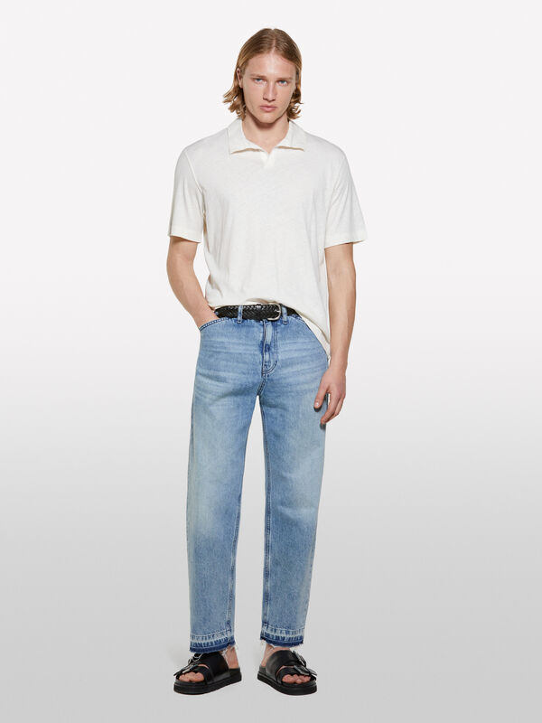 Polo blanc crème en lin mélangé Polo blanc crème en lin mélangé - polos pour homme | Sisley