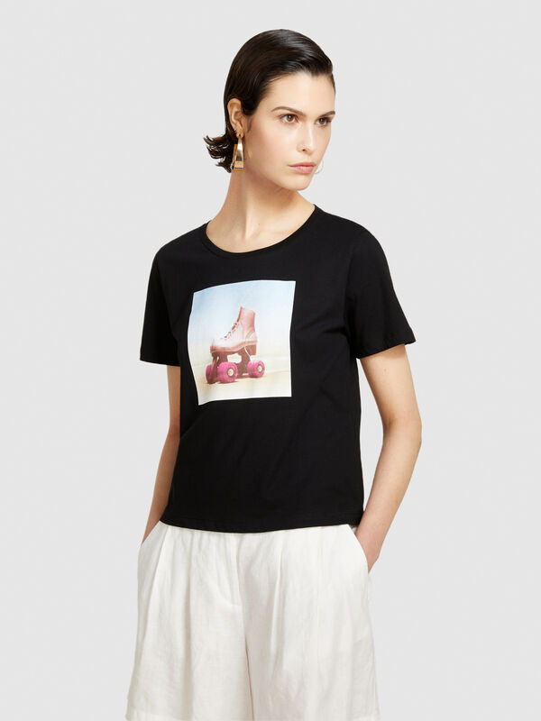 T-shirt avec impression photo - t-shirts à manches courtes pour femme | Sisley