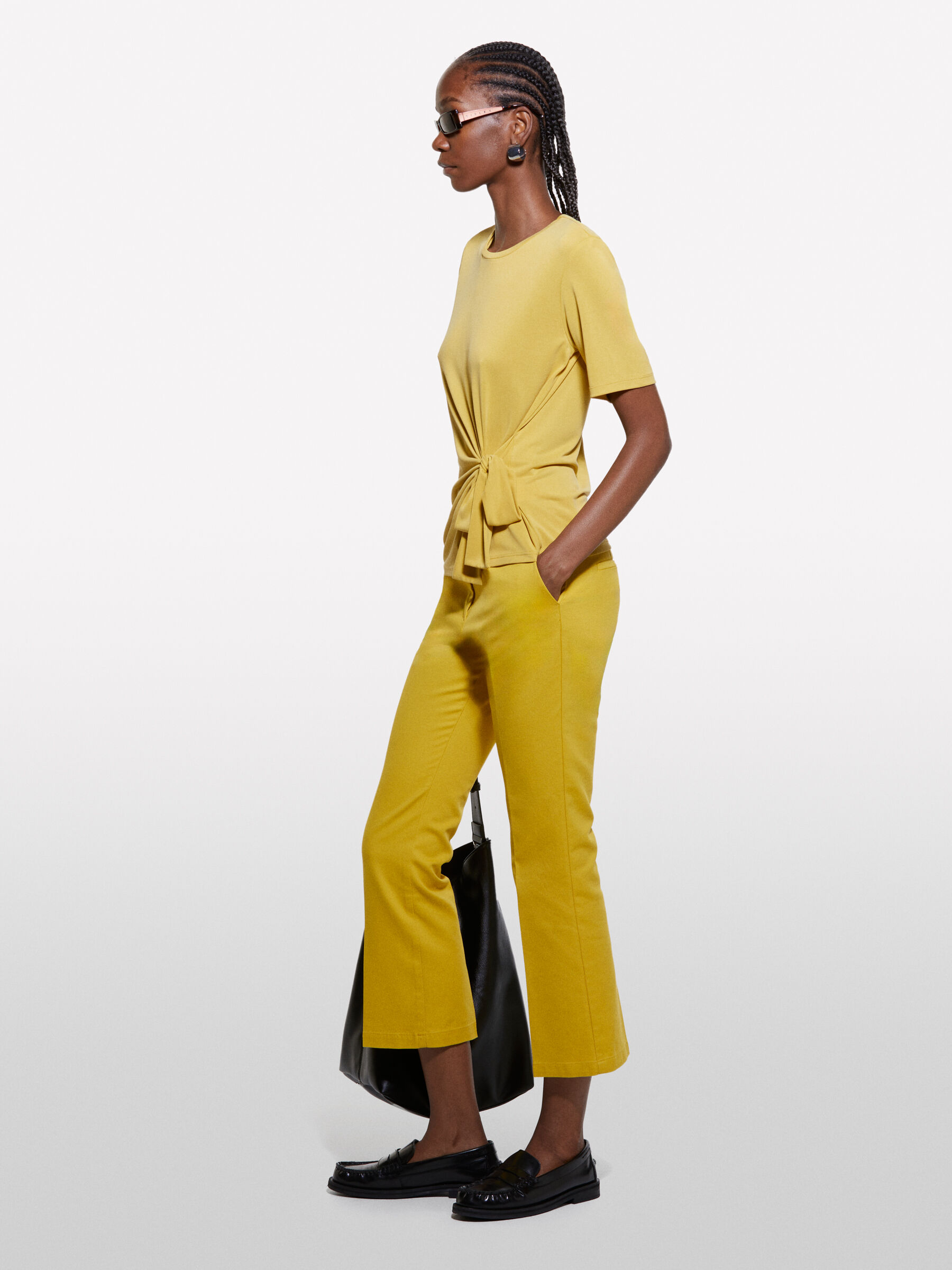 Pantalon femme jaune moutarde shop