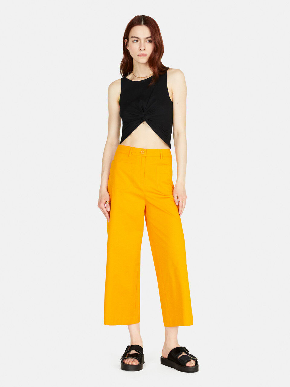 Pantalon cropped à poches