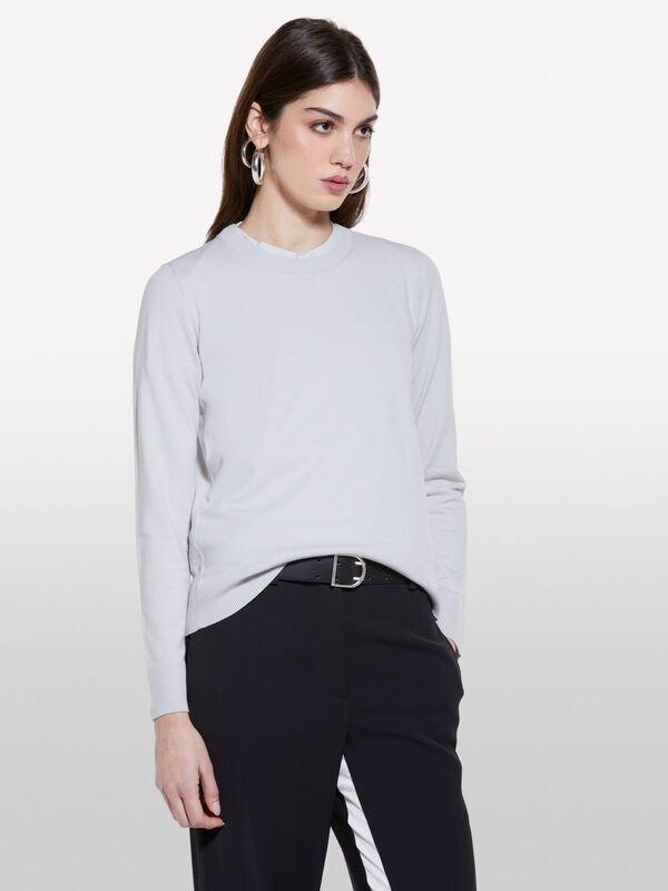 Pull gris clair à col rond - pulls col rond pour femme | Sisley