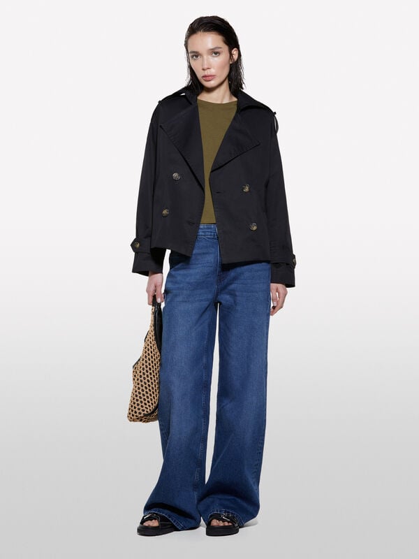 Trench court noir - trenchs et imperméables pour femme | Sisley
