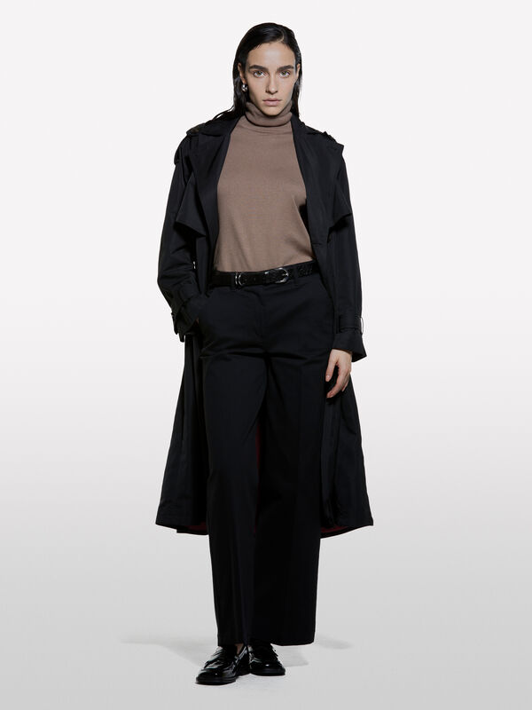 Pull col roulé marron coupe régulière - pulls col montant pour femme | Sisley