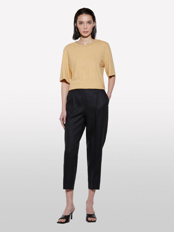 Pantalon de jogging noir 100% lin - pantalons de jogging pour femme | Sisley
