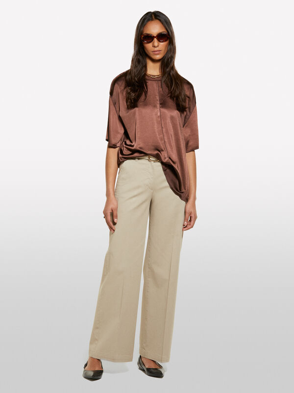 Pantalon wide leg beige - pantalons palazzo pour femme | Sisley