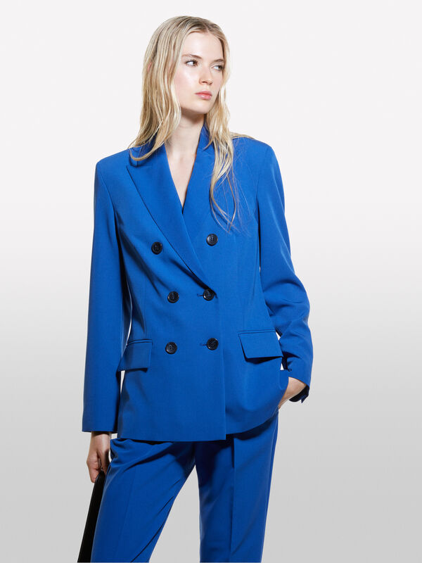 Blazer bleu à double boutonnage - blazers pour femme | Sisley