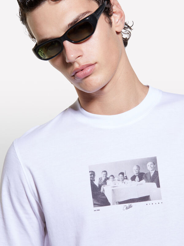 T-shirt blanc en 100 % coton bio à imprimé - t-shirts à manches courtes pour homme | Sisley