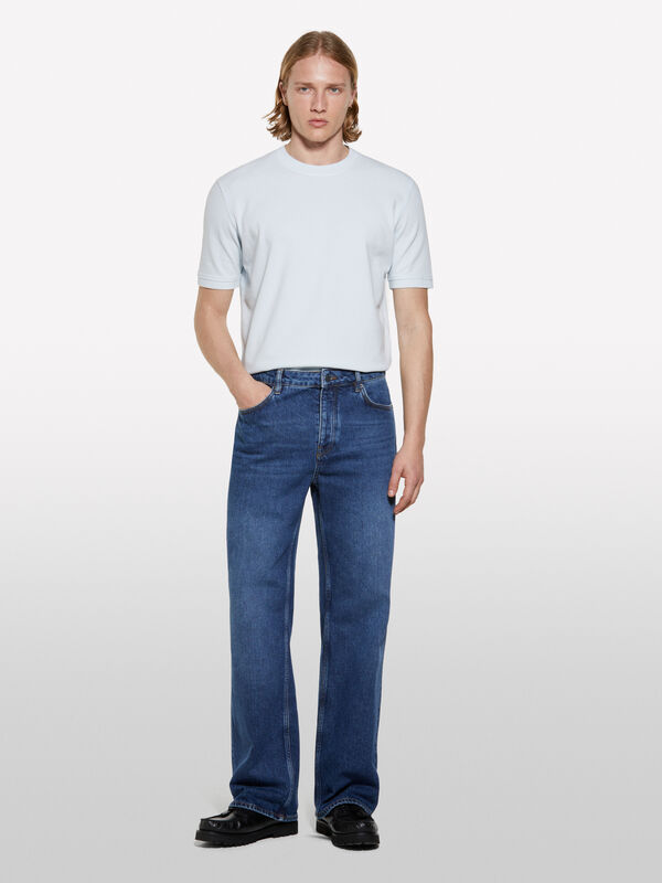 T-shirt bleu clair à manches courtes T-shirt bleu clair à manches courtes - t-shirts à manches courtes pour homme | Sisley