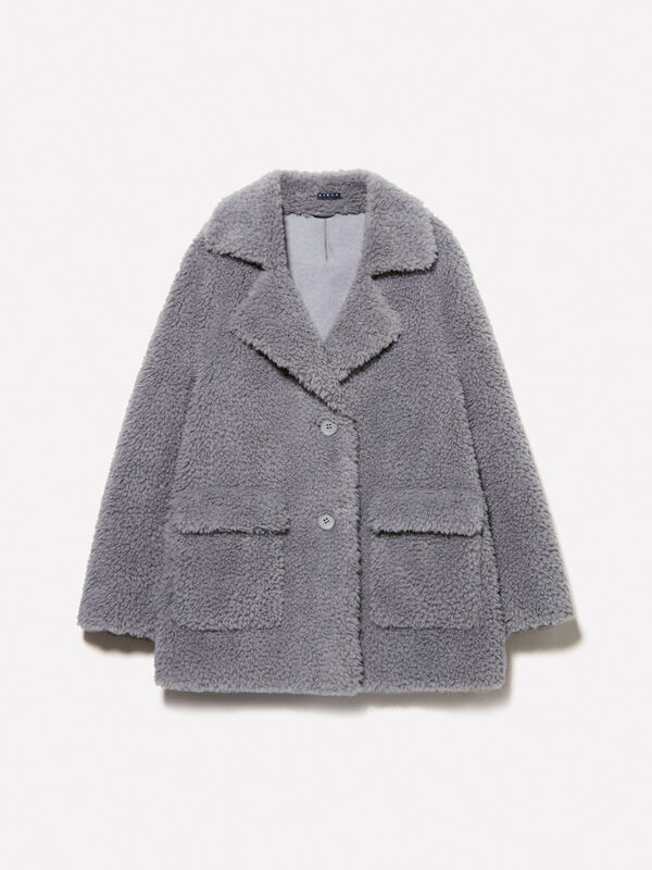 Manteau teddy gris - manteaux pour femme | Sisley