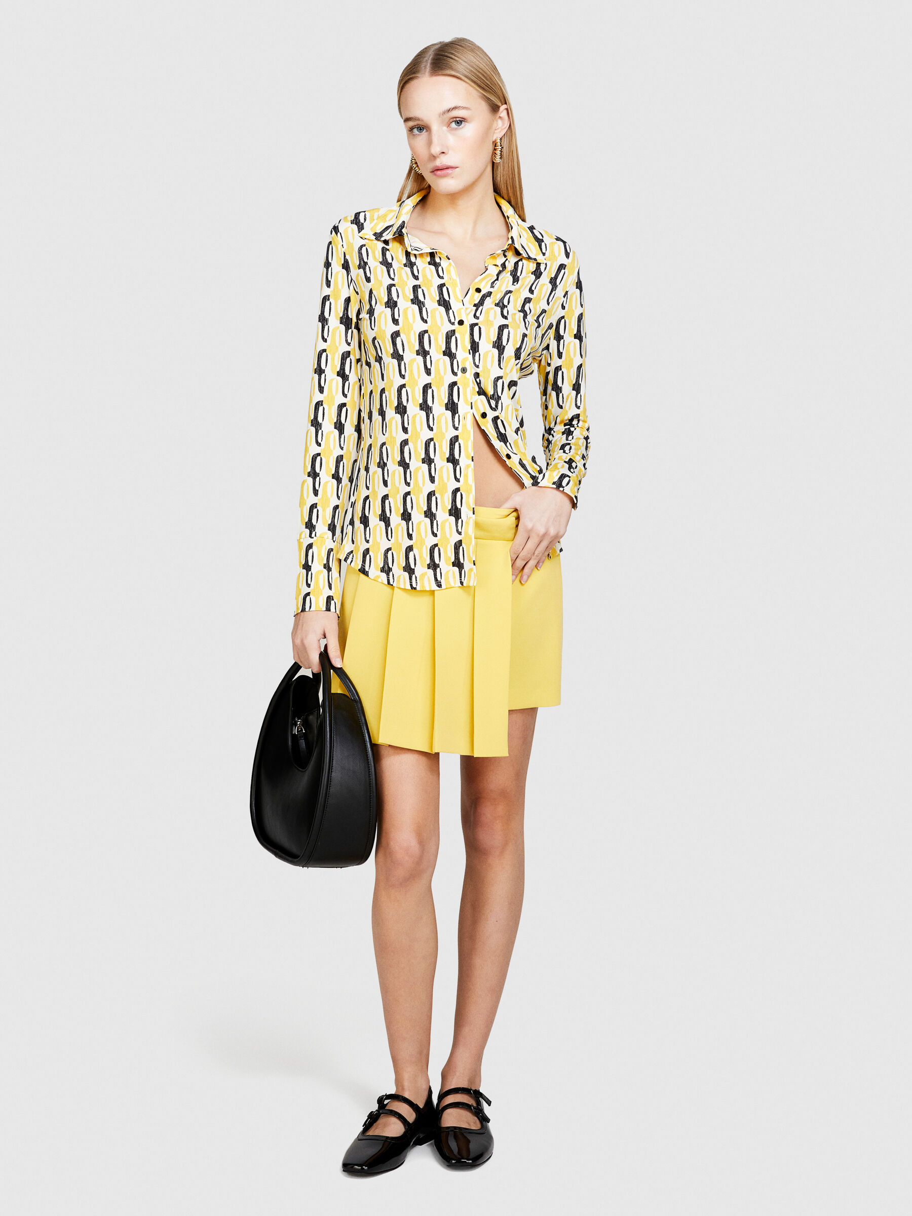Mini jupe pliss e Jaune Sisley